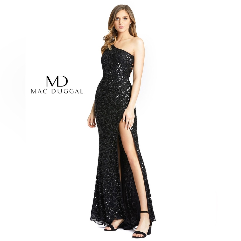 Mac Duggal 5059M Cowl Back One Shoulder Dress